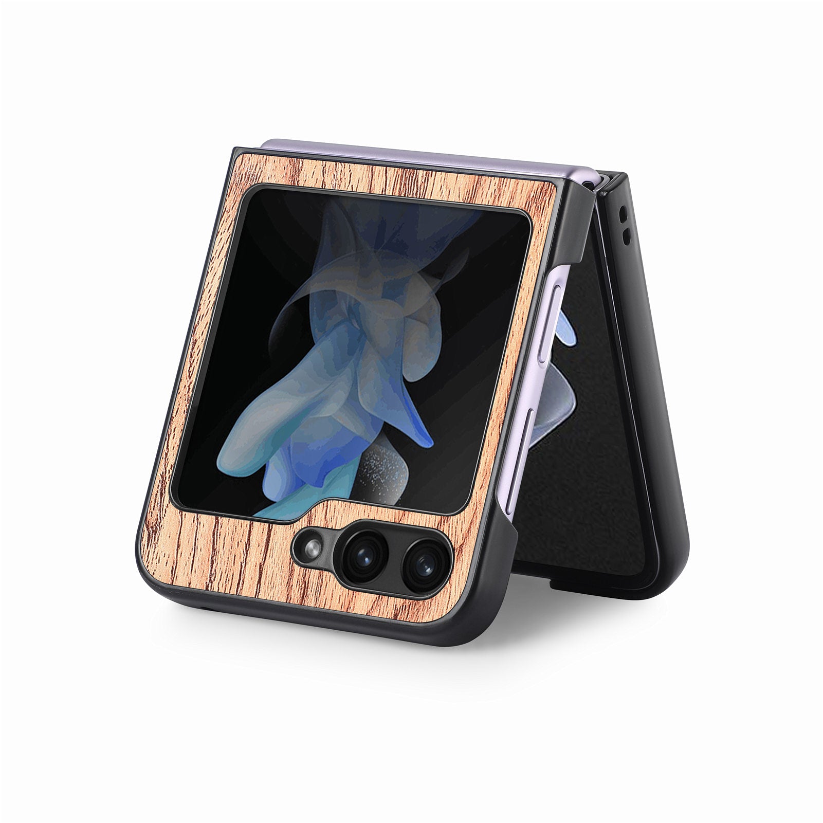 Pouzdro na telefon s dřevěnou texturou pro Samsung Galaxy Z Flip5 5G pevný kryt na PC potažený PU kůží Pouzdro na telefon s dřevěnou texturou pro Samsung Galaxy Z Flip5 5G pevný kryt na PC potažený PU kůží